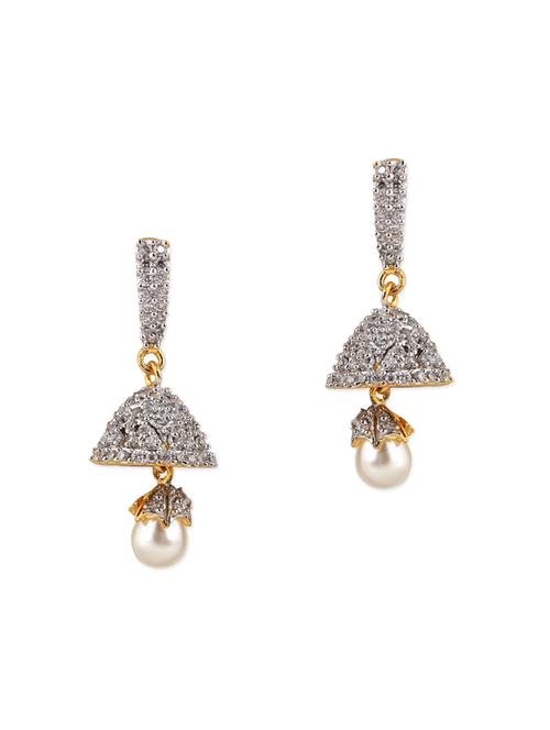 white brass drop earring - 12130432 - Very Small Image - 1