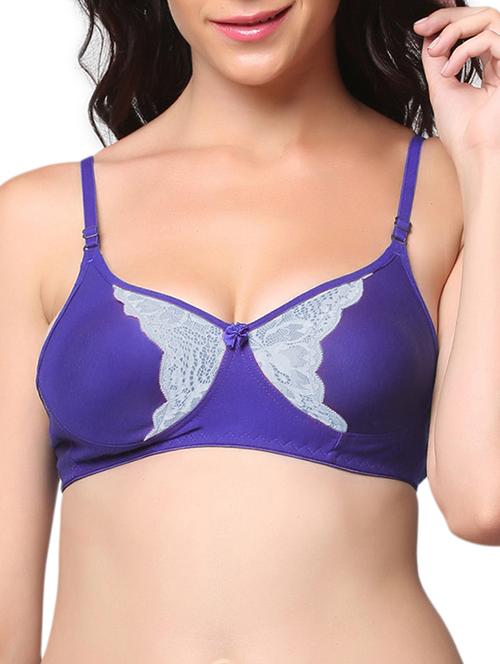 purple cotton regular bra - 12132204 - Very Small Image - 1