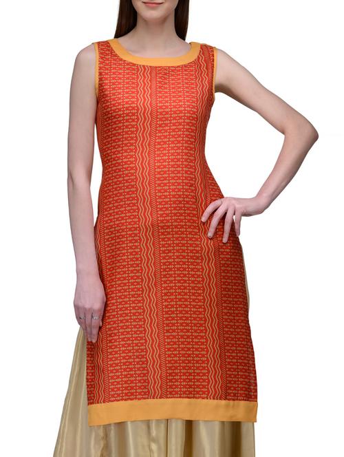 yellow cotton straight kurta - 12132582 - Very Small Image - 1