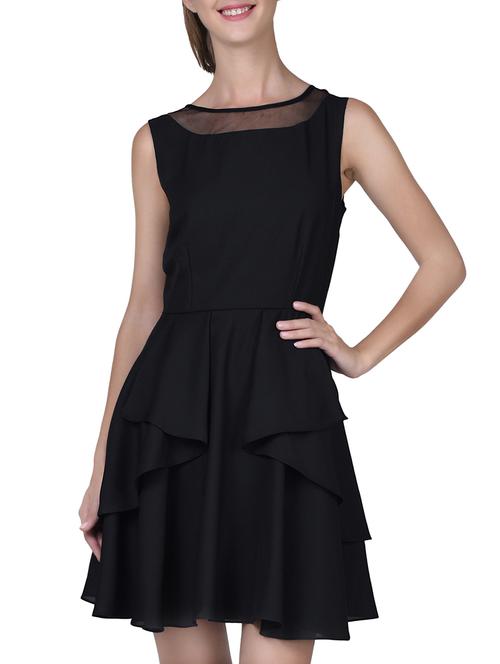 solid black fit and flare dress - 12139230 - Very Small Image - 1