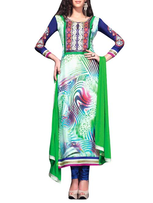 white georgette semistitched suit - 12140119 - Very Small Image - 1