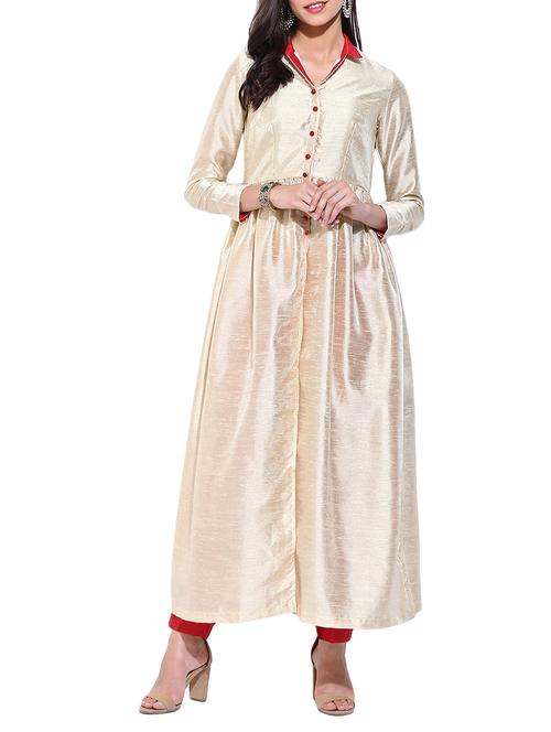 white silk blend kurta set - 12140721 - Very Small Image - 1