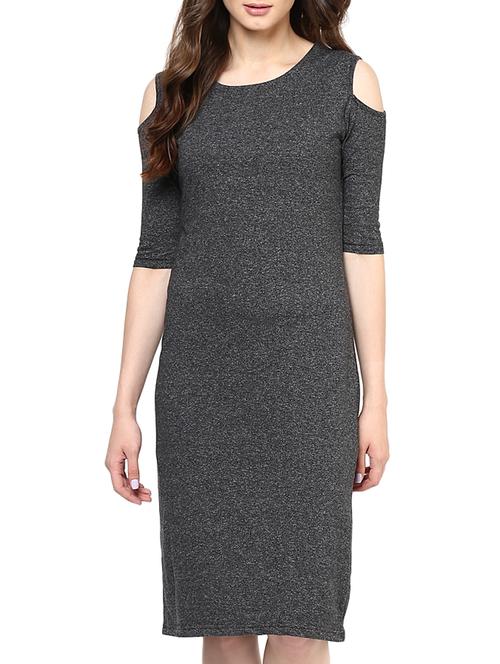 cold shoulder solid sheath dress - 12144034 - Very Small Image - 1