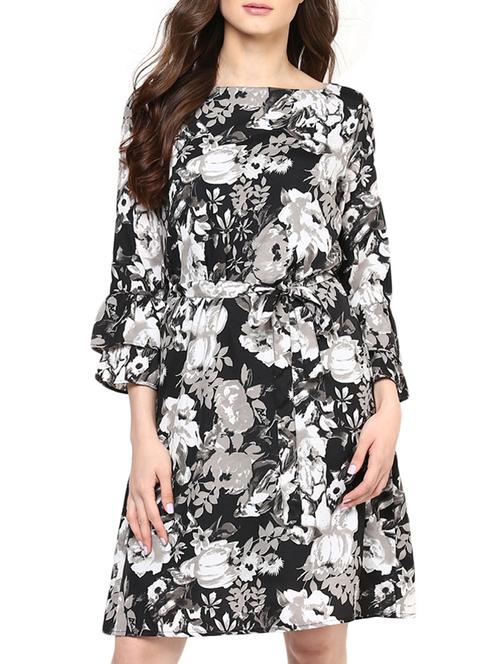 tie front floral a-line dress - 12144043 - Very Small Image - 1