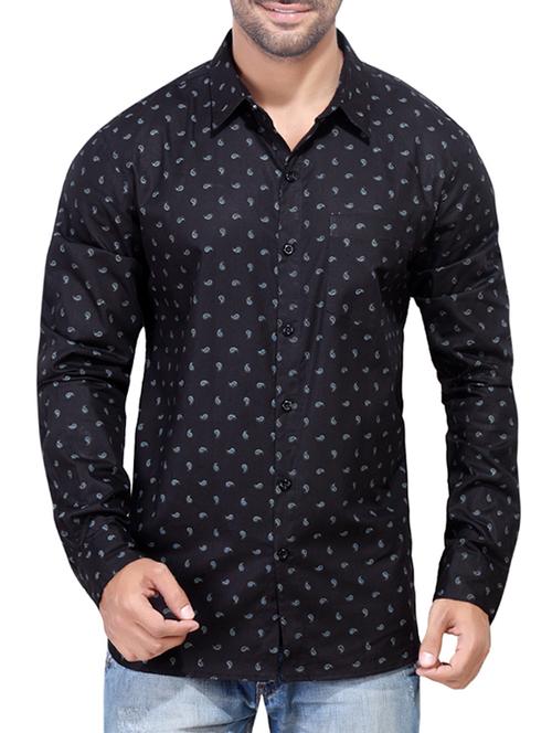 black paisley cotton casual shirt - 12144092 - Very Small Image - 1