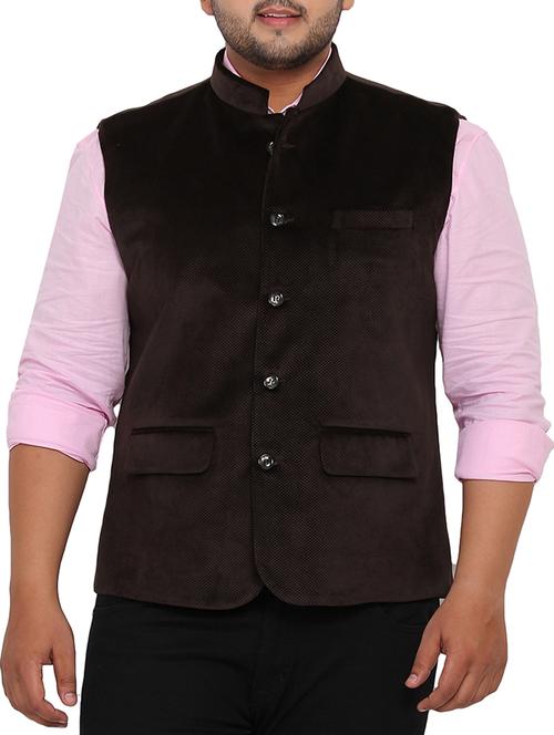 brown velvet casual jacket - 12145117 - Very Small Image - 1