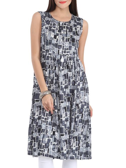 grey cotton aline kurta - 12149718 - Very Small Image - 1