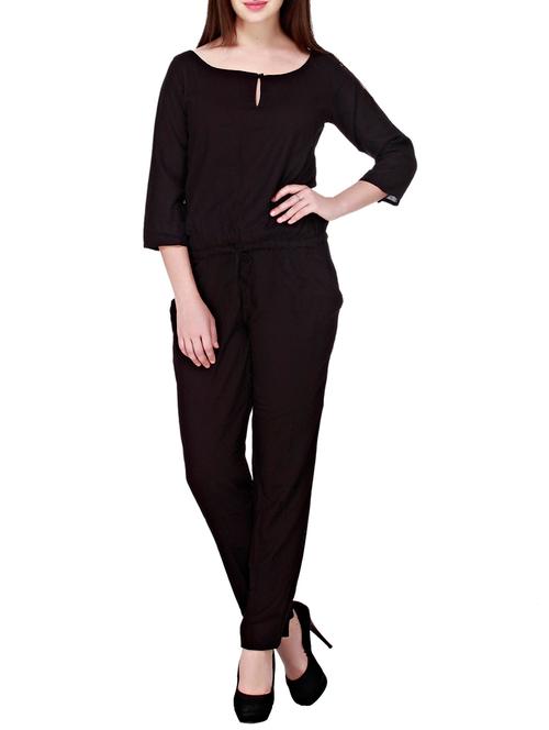key hole neckline drawstring jumpsuit - 12150427 - Very Small Image - 1