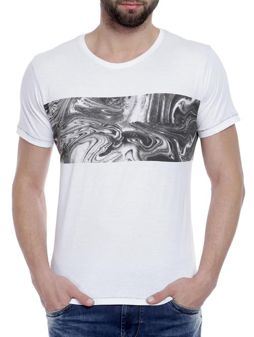 white cotton chest print t-shirt - 12150725 - Very Small Image - 1