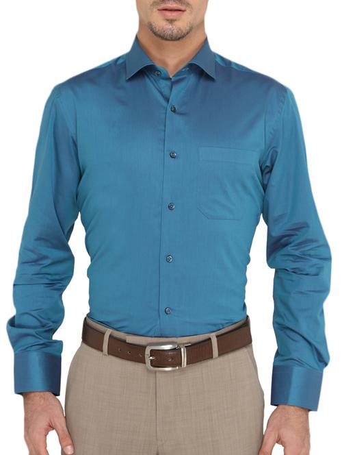 blue cotton casual shirt - 12150995 - Very Small Image - 1