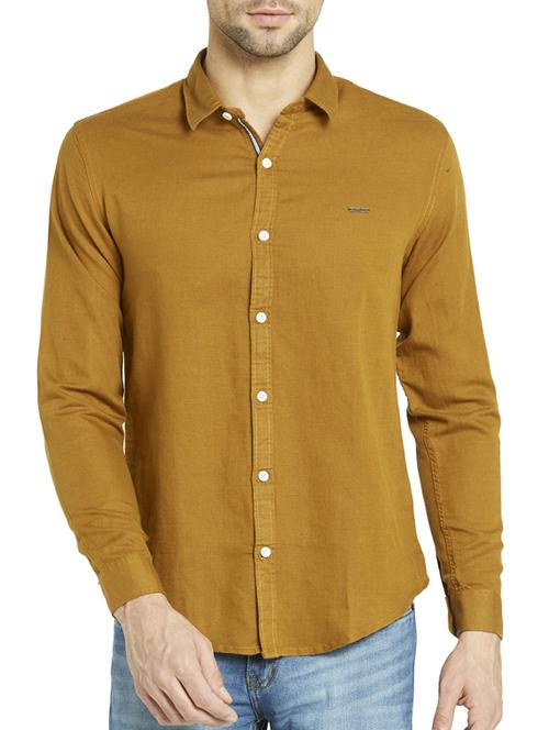 yellow cotton casual shirt - 12154141 - Very Small Image - 1