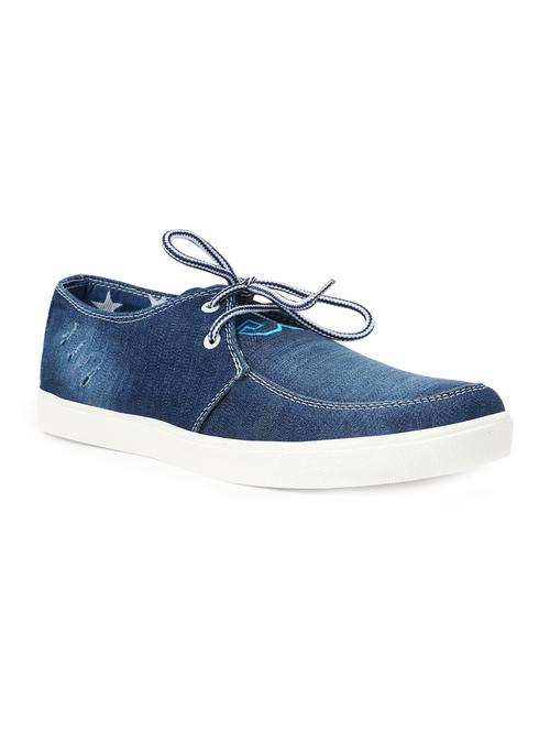 navy denim lace up sneakers - 12154740 - Very Small Image - 1