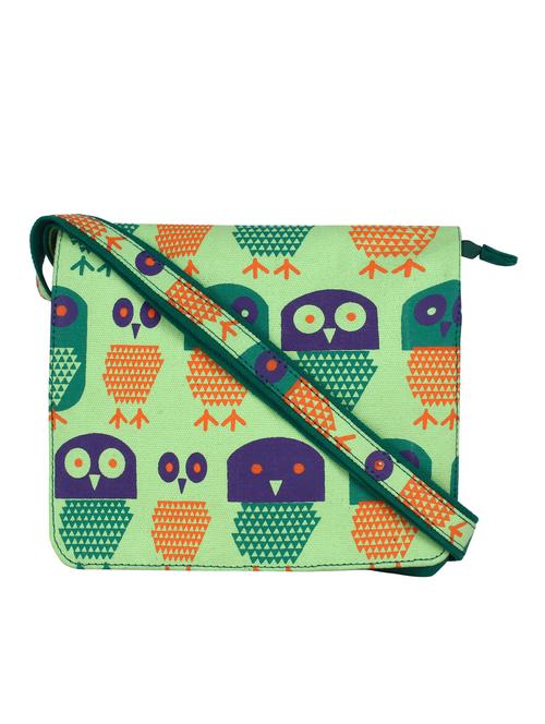 green printed canvas sling bag - 12155986 - Very Small Image - 1