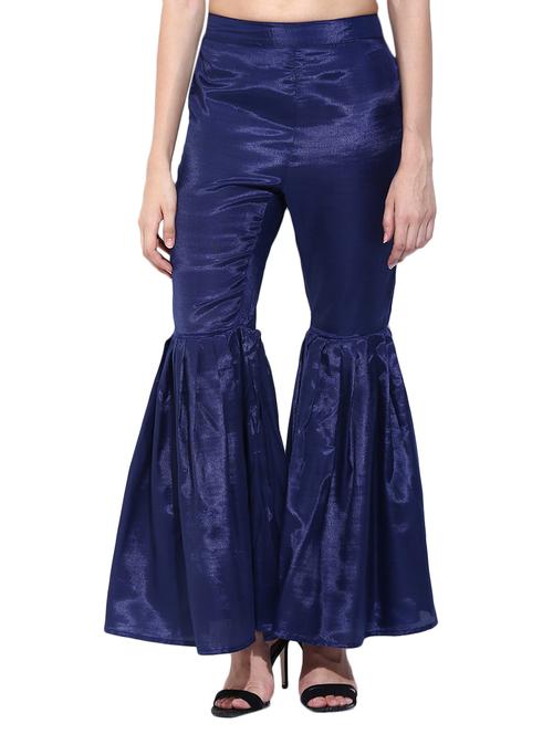 navy blue viscose sharara pant - 12156086 - Very Small Image - 1
