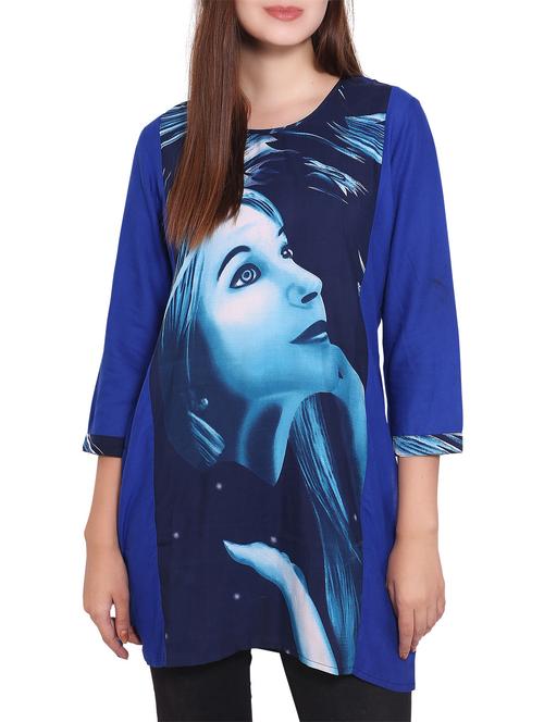 blue viscose kurta - 12157127 - Very Small Image - 1