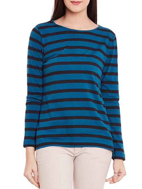 blue cotton striped tee - 12160069 - Very Small Image - 1