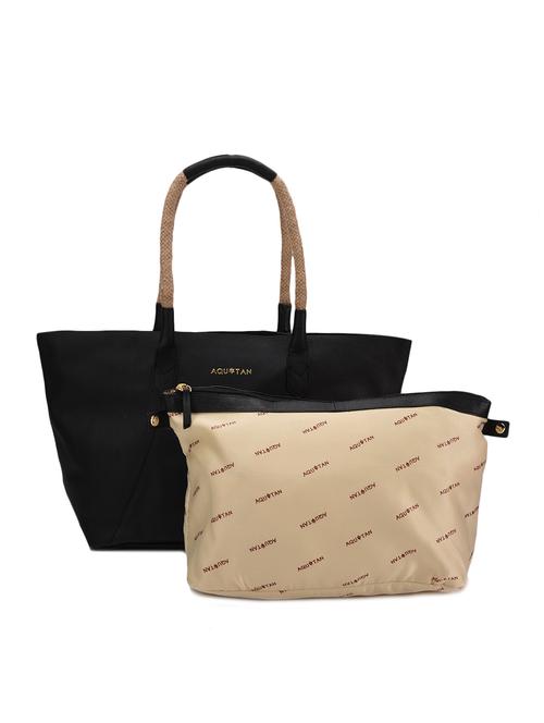 black leather handbag with combo - 12160270 - Very Small Image - 1