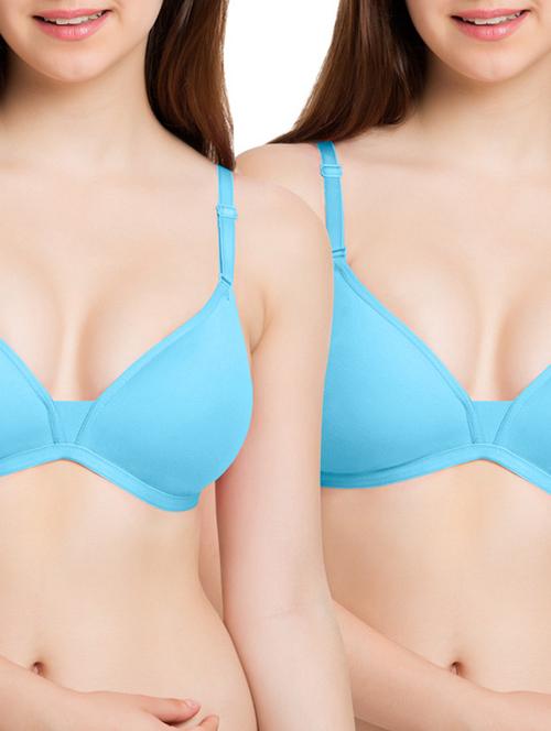 solid light blue cotton t-shirt bra (set of 2) - 12160490 - Very Small Image - 1