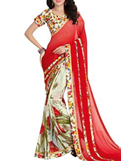 multi colored georgette saree with blouse - 12160929 - Very Small Image - 1