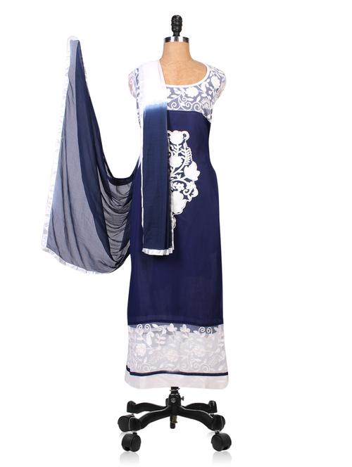 navy and white embroidered suit set - 1216445 - Very Small Image - 1