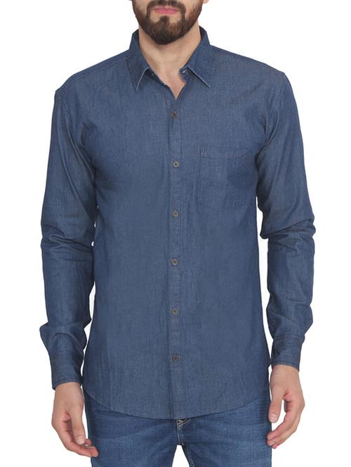 blue denim casual shirt - 12166028 - Very Small Image - 1
