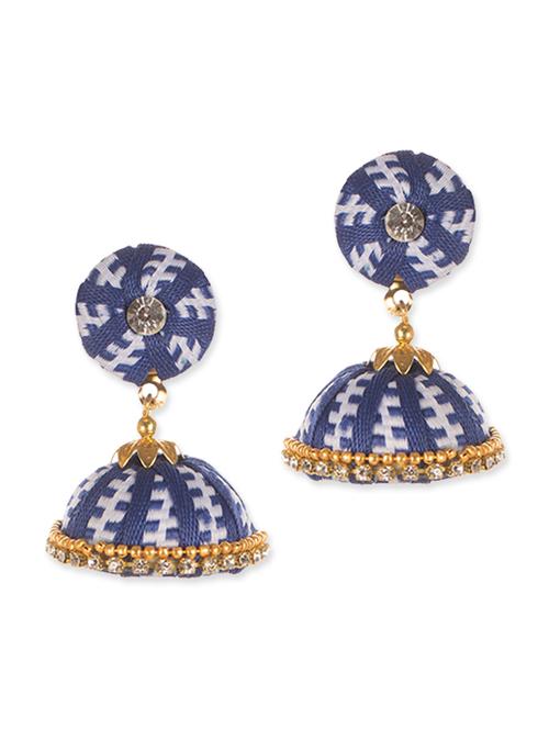 blue metal jhumka earrings - 12166270 - Very Small Image - 1