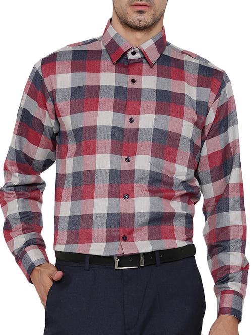 navy blue cotton casual shirt - 12166841 - Very Small Image - 1