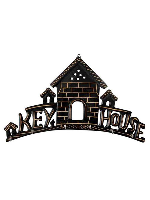 desi karigar wooden wall hanging home shaped  key holder - 12170209 - Very Small Image - 1