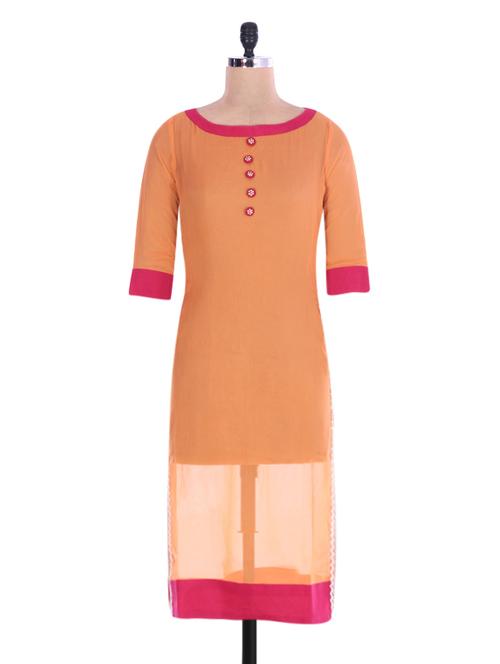 orange embellished georgette kurti - 1217119 - Very Small Image - 1