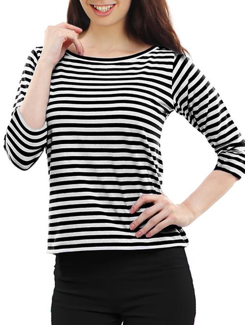 black striped cotton regular tee - 12172337 - Very Small Image - 1
