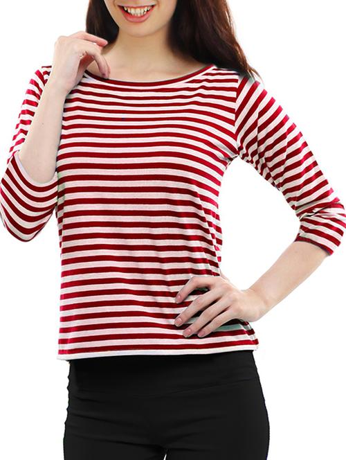 red striped cotton regular tee - 12172338 - Very Small Image - 1