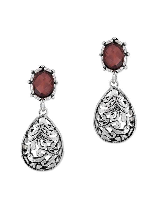 brown stone embellished silver earrings - 1217406 - Very Small Image - 1