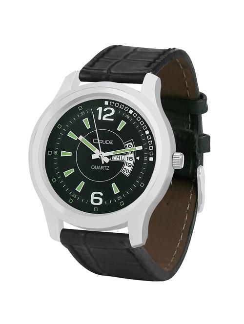 crude smart date & day analog watch-rg443 with synthetic leather strap - 12174307 - Very Small Image - 1