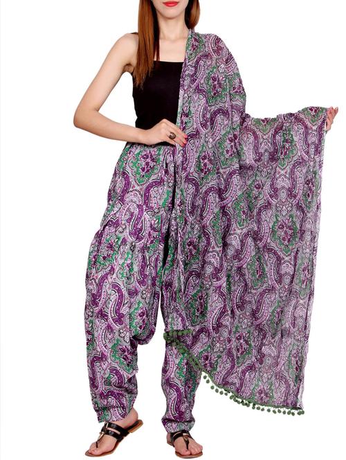 purple cotton patiyala salwars - 12174681 - Very Small Image - 1
