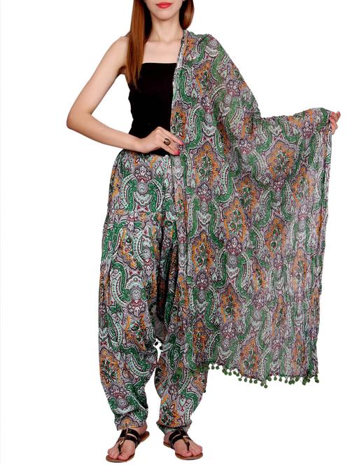 green cotton patiyala salwars - 12174687 - Very Small Image - 1