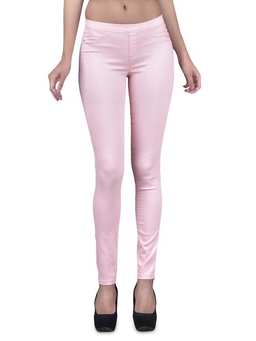 solid pink polycotton lycra jeggings - 1217500 - Very Small Image - 1