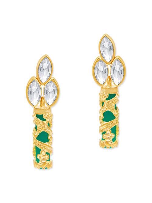 gold brass drop earrings - 12177098 - Very Small Image - 1