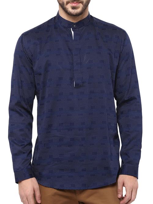 navy blue cotton casual shirt - 12179498 - Very Small Image - 1