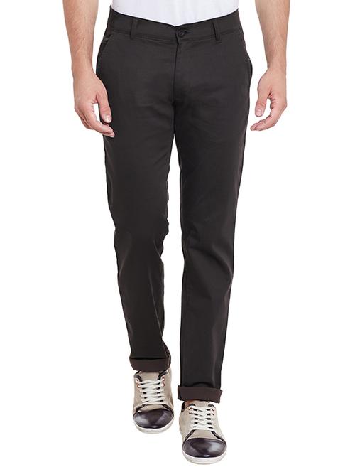 brown cotton chinos casual trousers - 12180062 - Very Small Image - 1