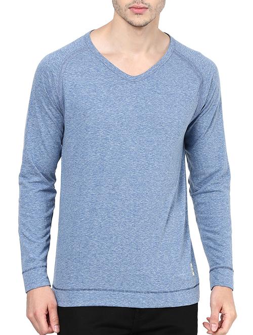 blue melange cotton raglan t-shirt - 12184534 - Very Small Image - 1