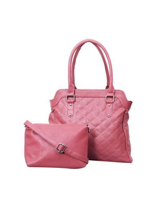 pink quilted leatherette handbag with pouch - 12192448 - Very Small Image - 1