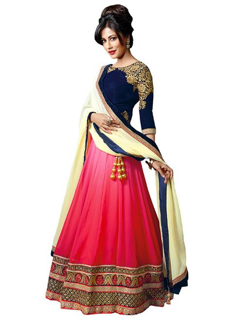 pink embroidered lehenga - 12196395 - Very Small Image - 1