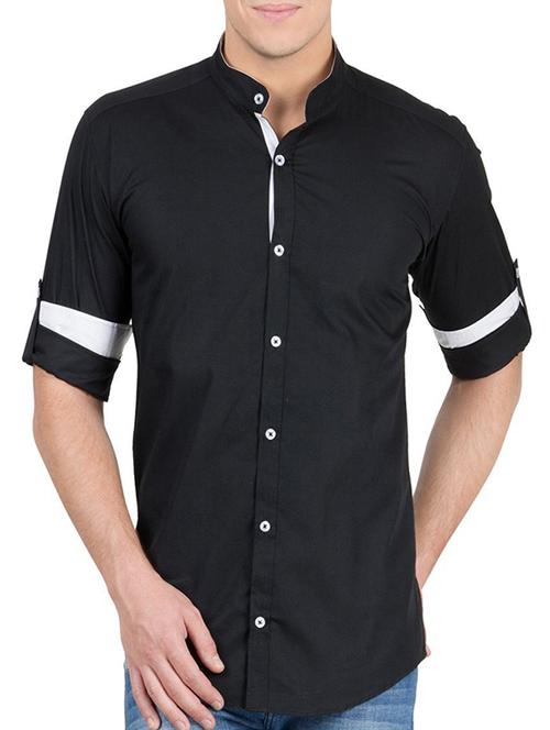 black cotton casual shirt - 12196502 - Very Small Image - 1