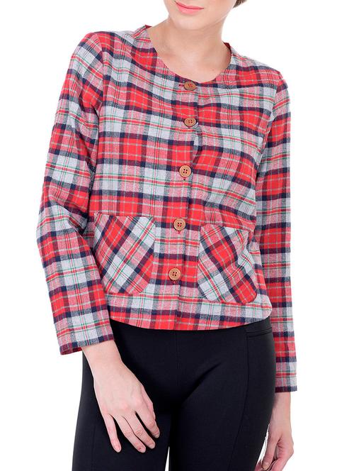 red checkered cotton jacket - 12197370 - Very Small Image - 1