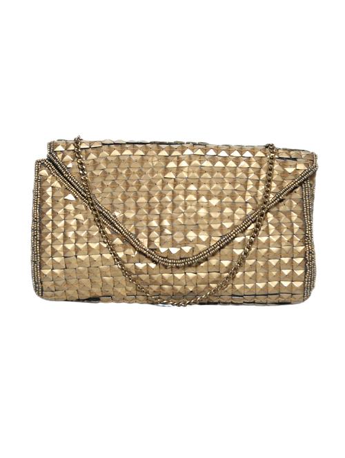 gold embellished cotton clutch cum sling - 12197784 - Very Small Image - 1
