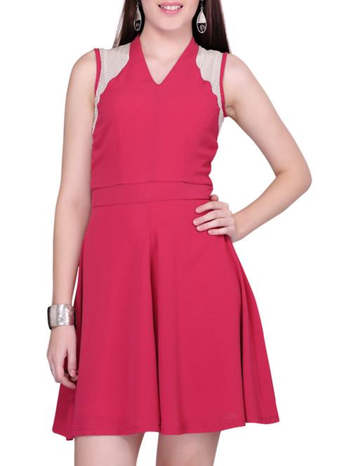pink georgette fit & flare dress - 12197878 - Very Small Image - 1