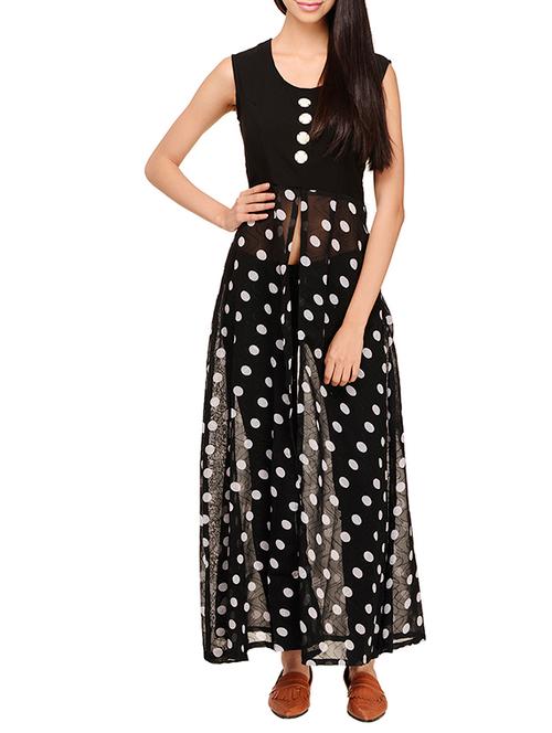 black polka dots printed georgette tunic - 12206365 - Very Small Image - 1