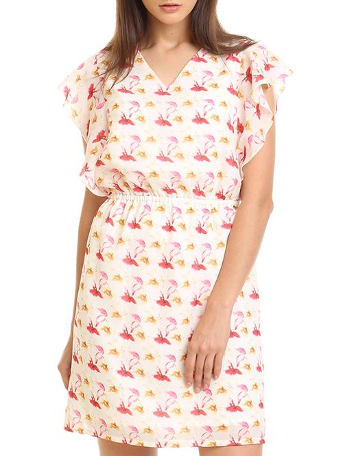 beige printed blouson dress - 12220931 - Very Small Image - 1