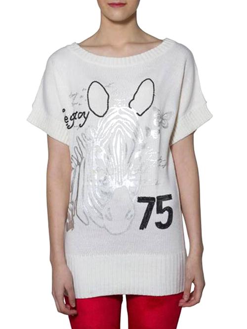 printed white woollen pullover - 12221388 - Very Small Image - 1