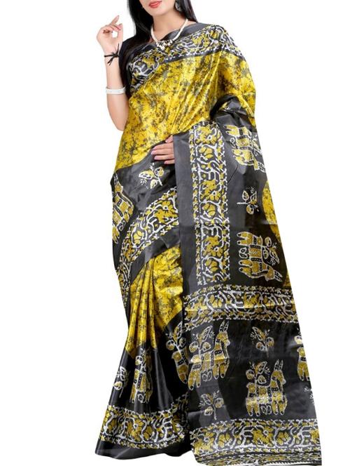 yellow silk saree - 12222049 - Very Small Image - 1
